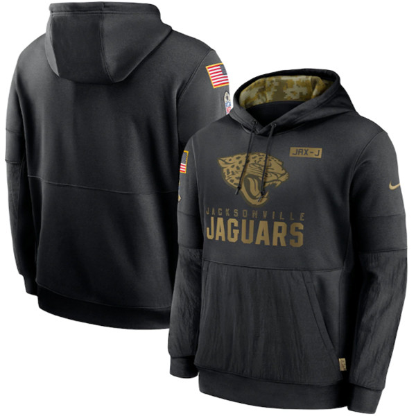 Men's Jacksonville Jaguars Black NFL 2020 Salute To Service Sideline Performance Pullover Hoodie